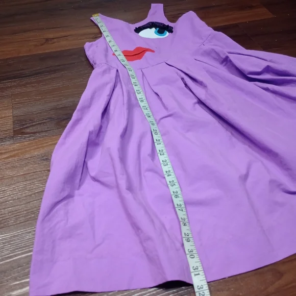 Vintage Chocolate Soup Face Eye Lip Applique Dress - Picture 8 of 10